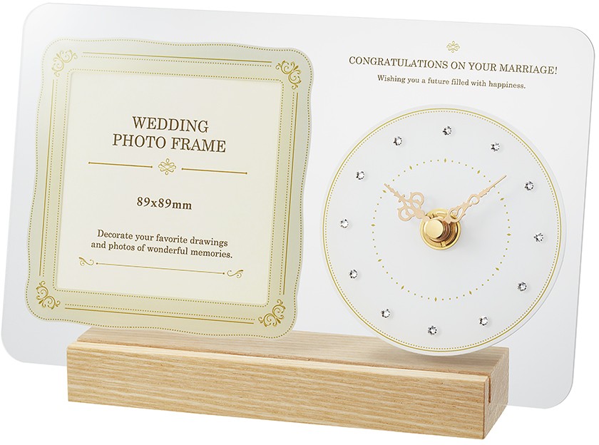 公式の店舗 メタルWフォトフレーム時計付 置き時計 写真立て フォト