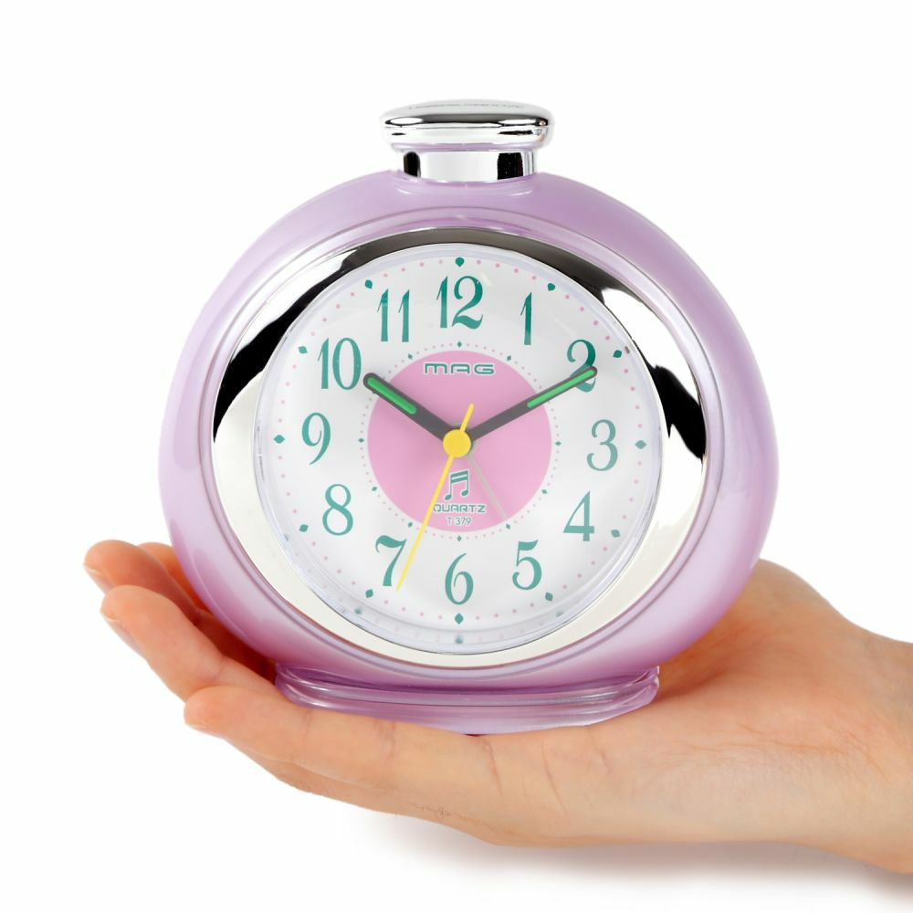 MAG(マグ) アナログ 置時計 メロディ 目覚まし時計 フルーティ ピンク ステップ秒針 T-379 1台 かわいい 女性 こども キッズ