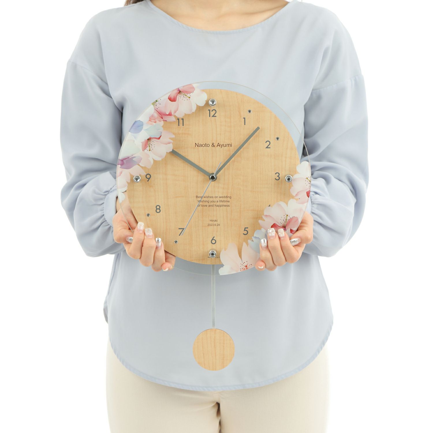 MAG名入れ時計 電波振り子時計 「フラワー」 W-797-CO_101