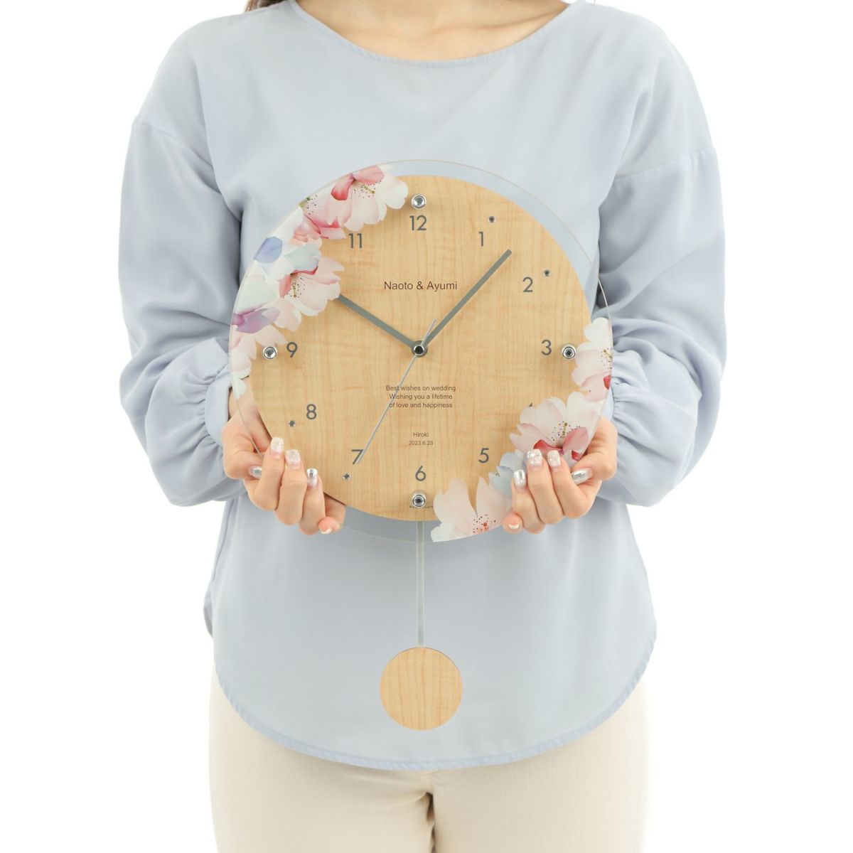 MAG名入れ時計 電波振り子時計 「フラワー」 W-797-CO_101