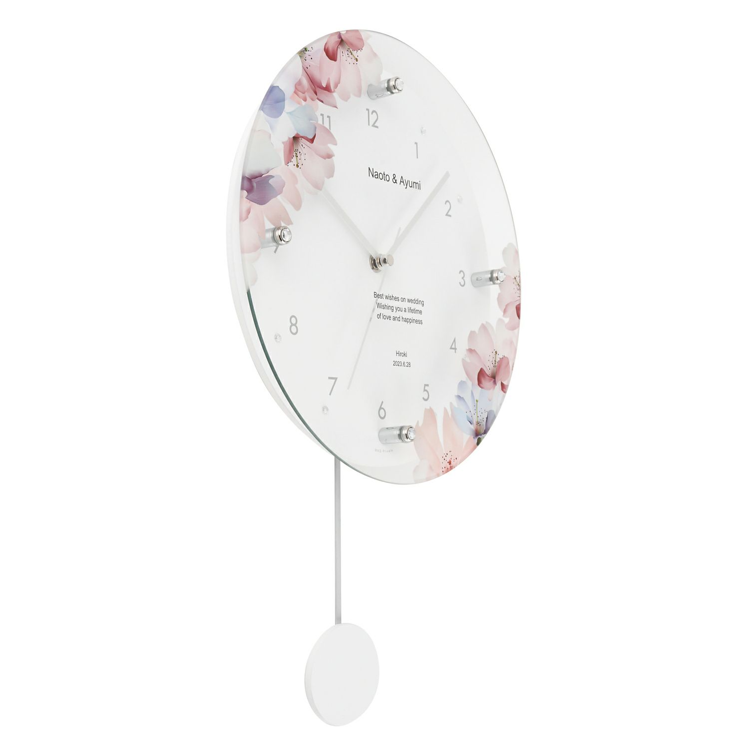 MAG名入れ時計 電波振り子時計 「フラワー」 W-797-CO_101