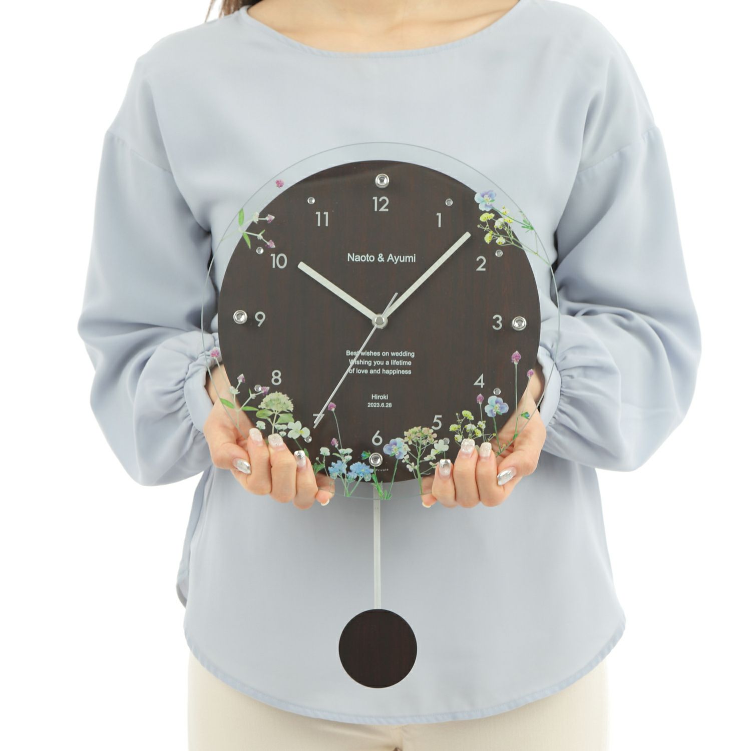 MAG名入れ時計 電波振り子時計 「ブーケ」 W-797-CO_116