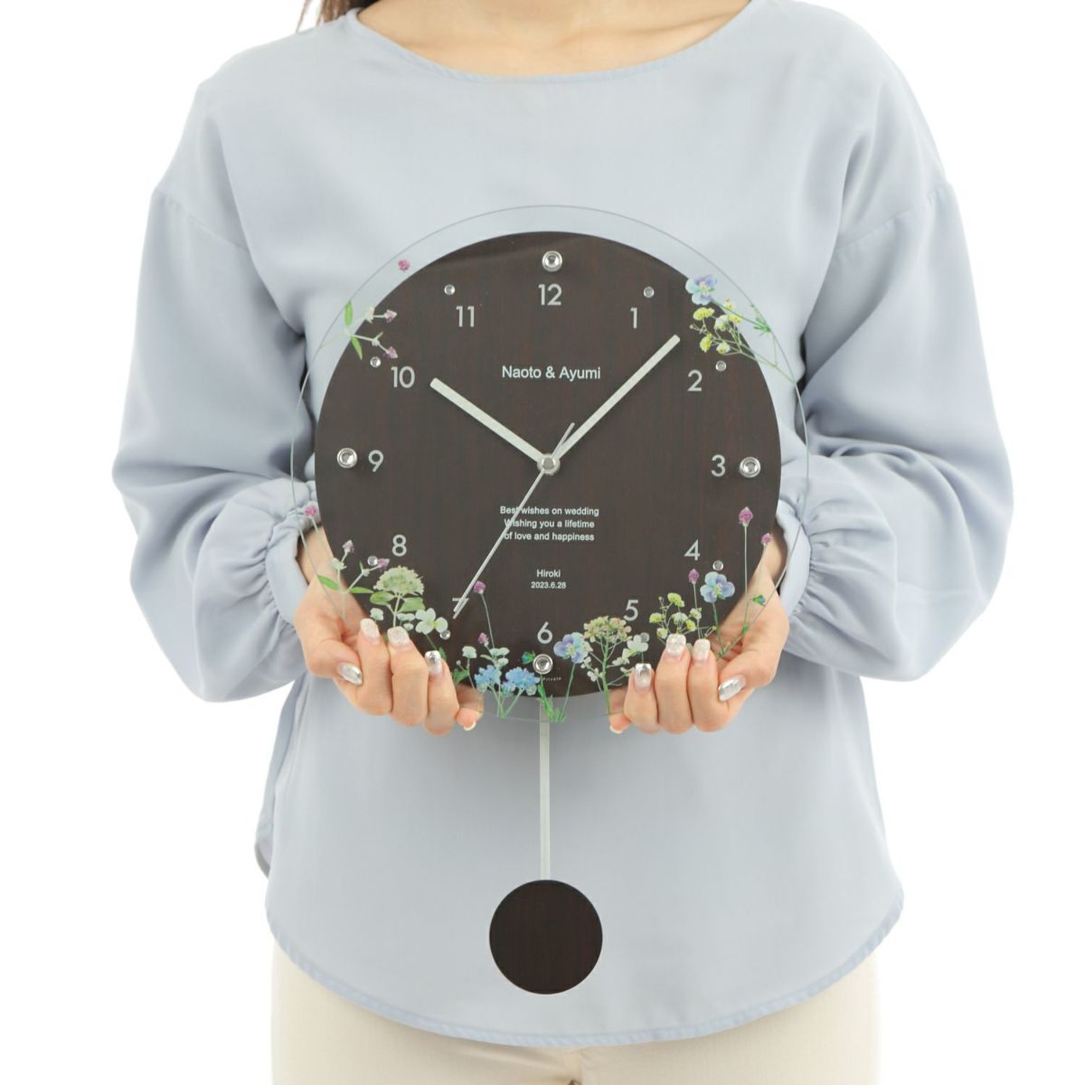 MAG名入れ時計 電波振り子時計 「ブーケ」 W-797-CO_116