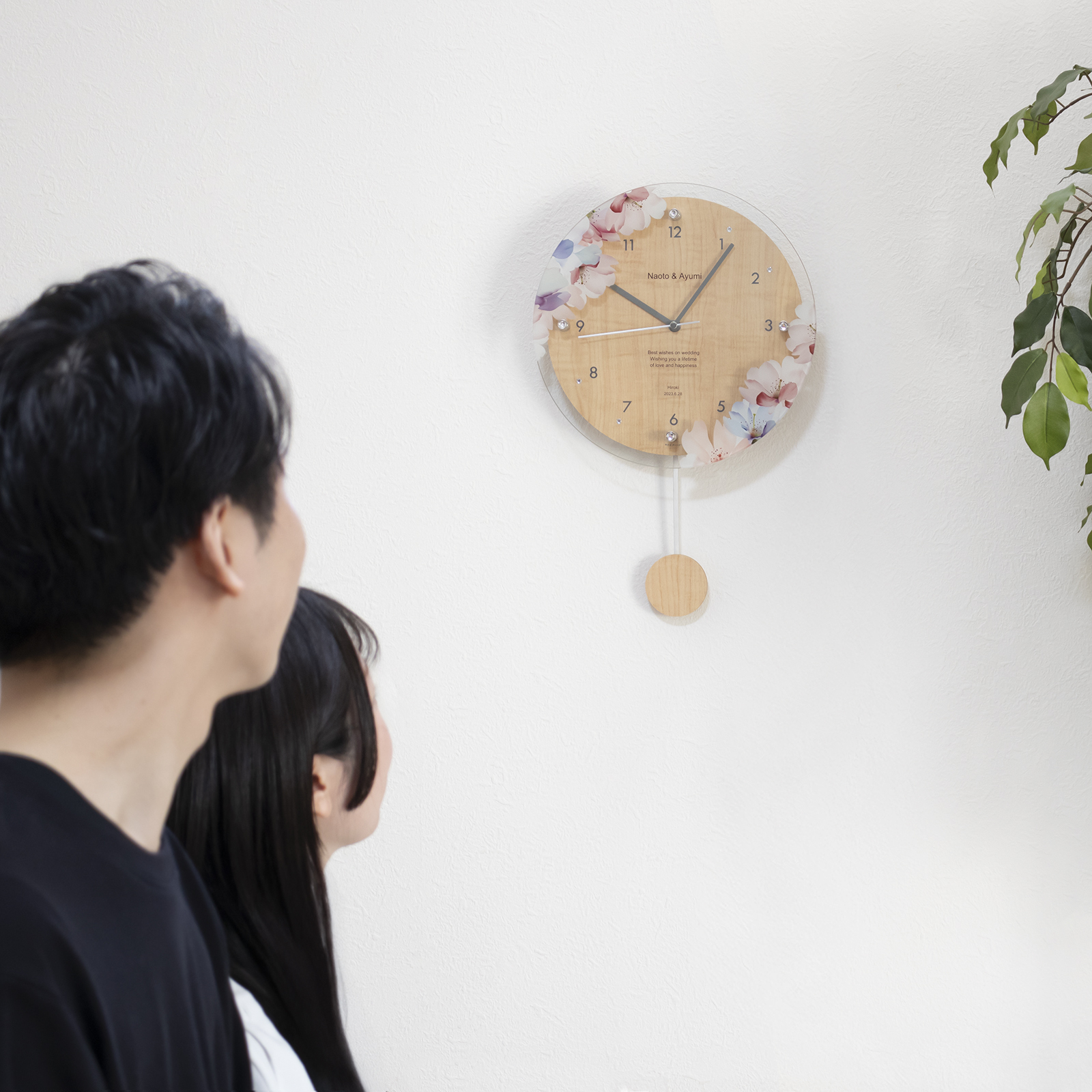 MAG名入れ時計 電波振り子時計 「ブーケ」 W-797-CO_116