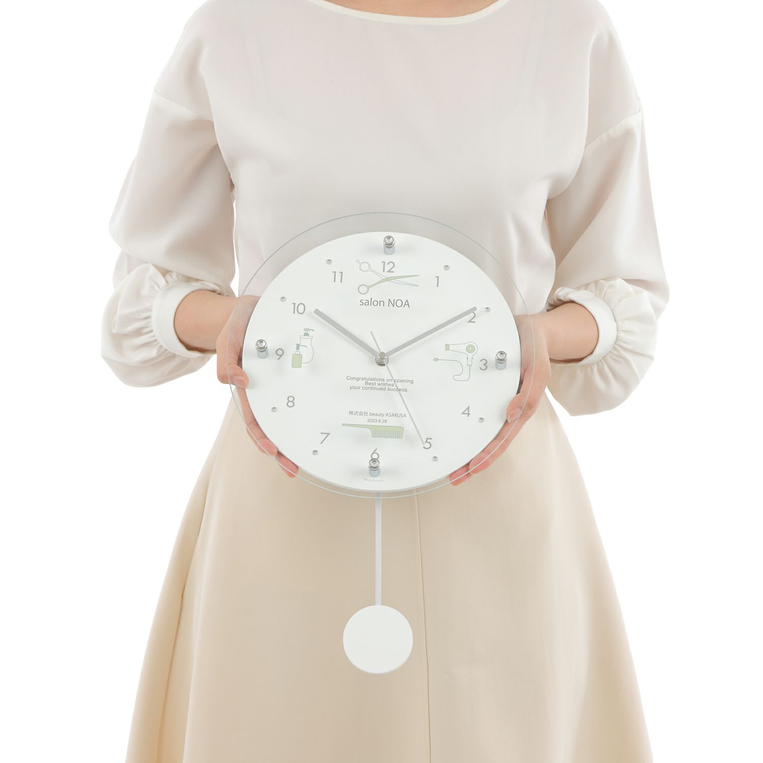  MAG名入れ時計 電波振り子時計 「ヘアサロン」 W-797-CO_105