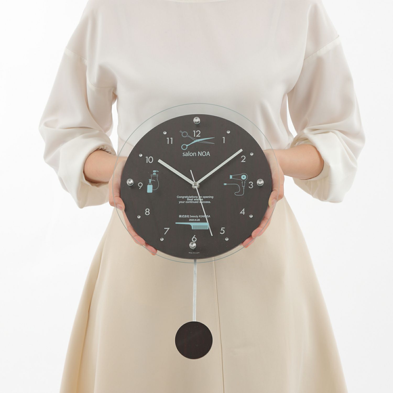  MAG名入れ時計 電波振り子時計 「ヘアサロン」 W-797-CO_105