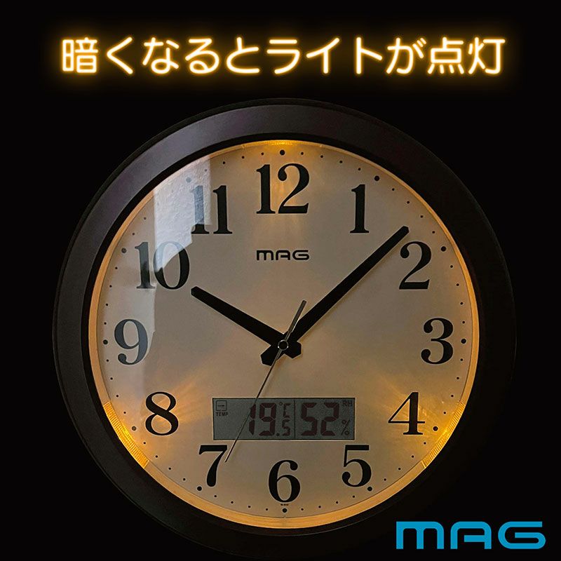 MAGアナデジ自動点灯掛時計 明夜(メイヤ) W-810