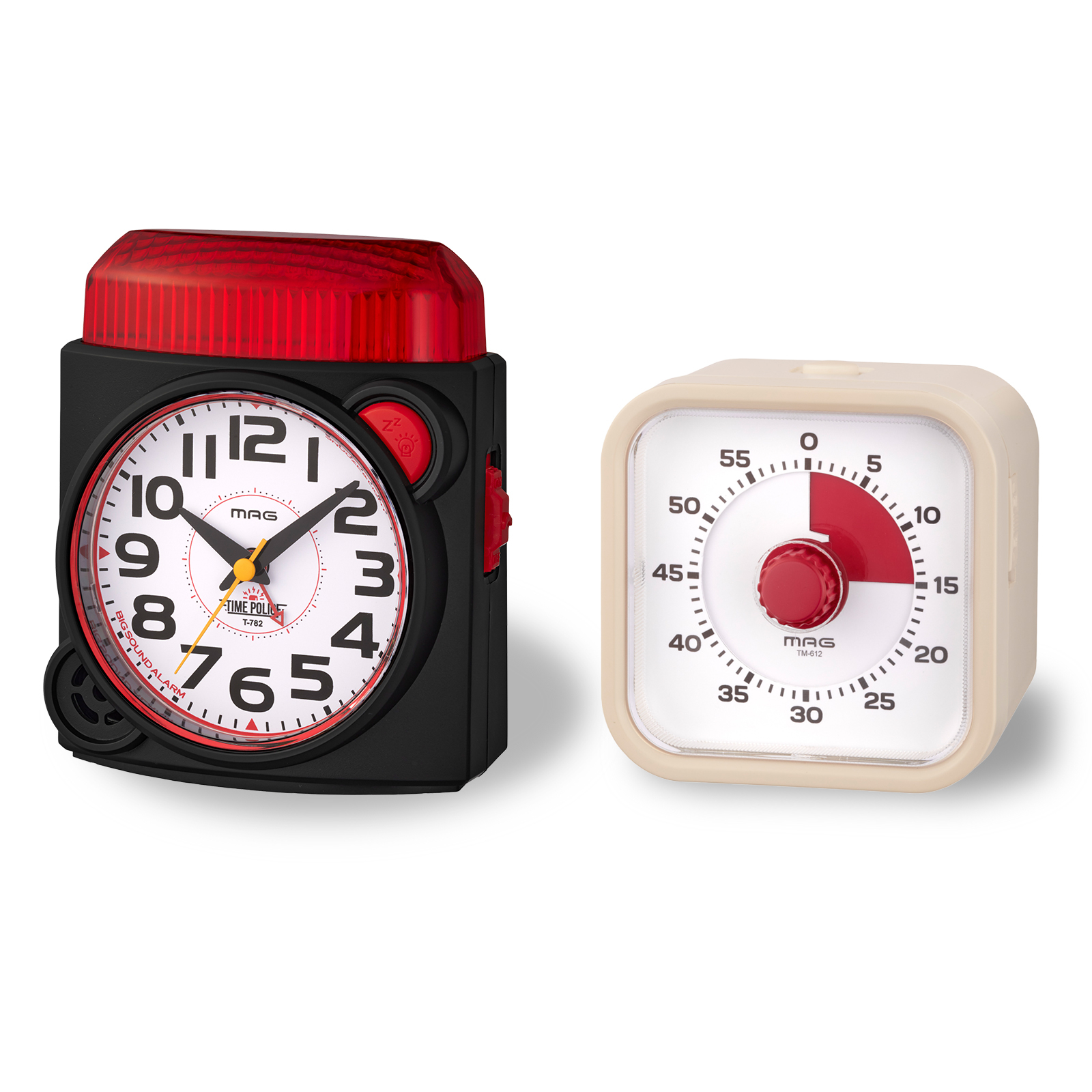 【お子様向けワーク冊子付】大音量目覚ましタイムポリス＆アナログタイマークルンセット