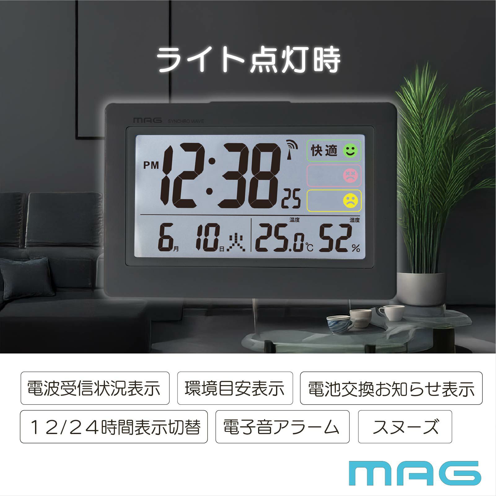 電波目覚まし時計 T796